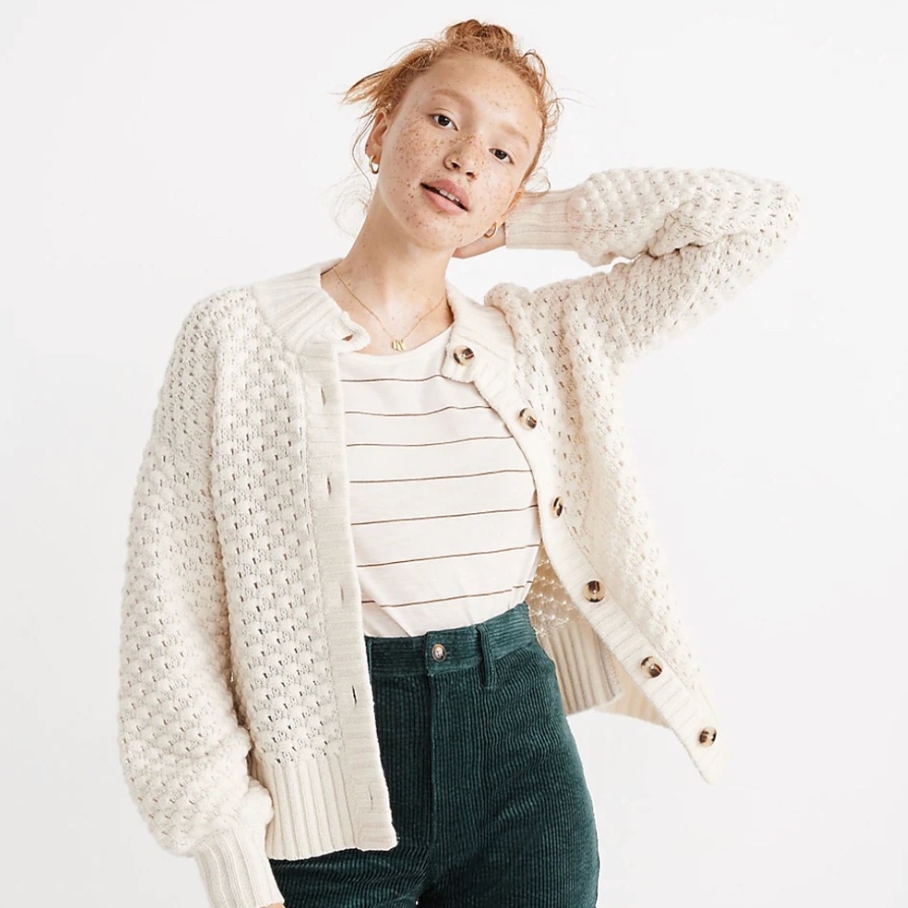 Madewell Surrey Bobble Cardigan Sweater Size Small